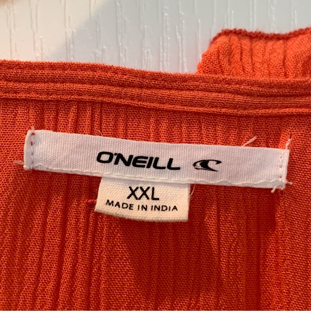 O’NEILL Women’s Long-sleeve Coral Orange Ruffle V-Neck Blouse Top XXL - Picture 4 of 12
